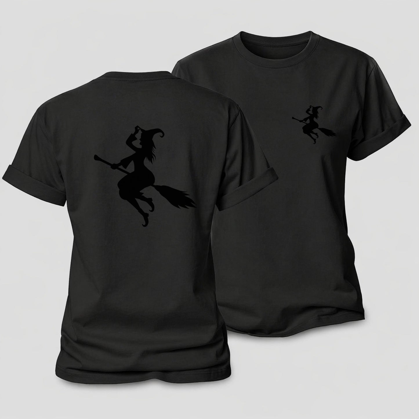 Enchanting Witch On Broom Hat Limited Edition Women's Cotton T-Shirt – Black