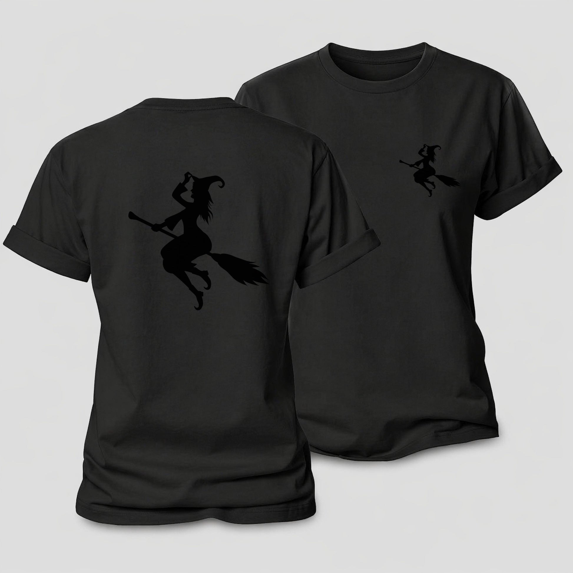Enchanting Witch On Broom Hat Limited Edition Women's Cotton T-Shirt – Black