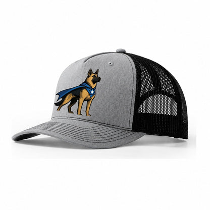 German Shepherd Patriotic Hero Standing Alert On Four Paws S Trucker Hat – Sport Grey-Black