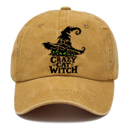 Crazy Cat Witch Slogan Witch Magic Classic Cap – Golden Harvest