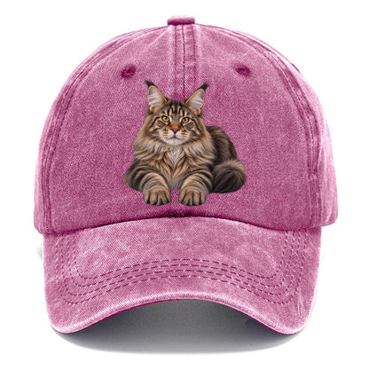 Maine Coon Reclining Paws Forward Realistic Cat Portrait Classic Cap – Dusty Rose
