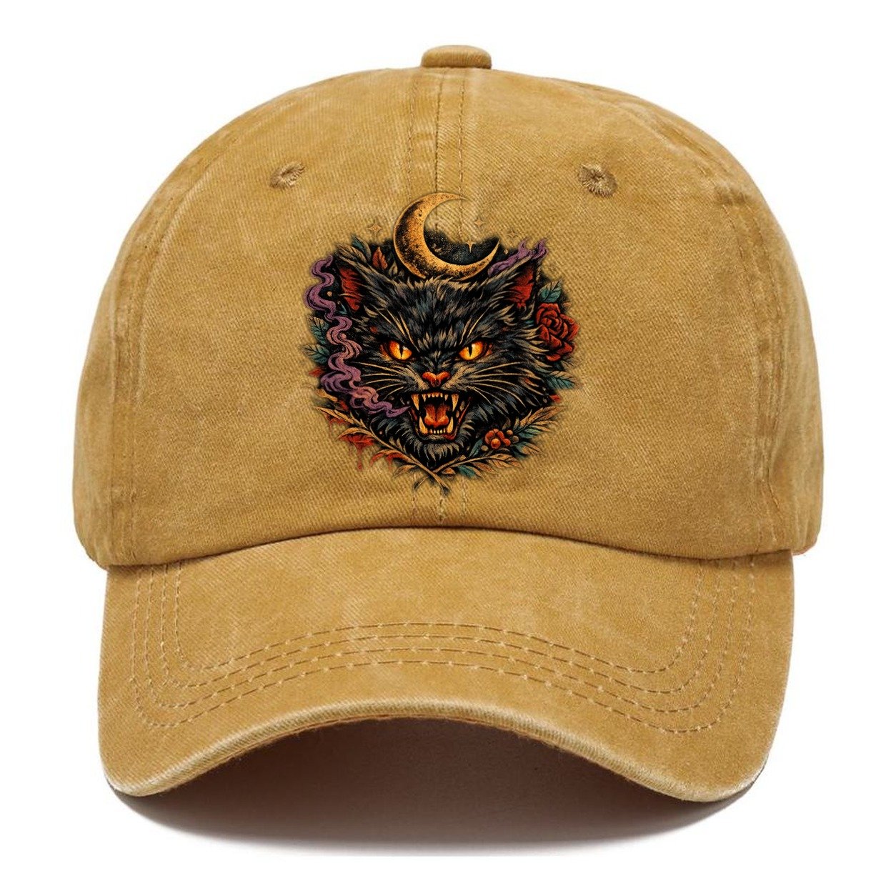Dark Vintage Black Cat Classic Cap – Golden Harvest
