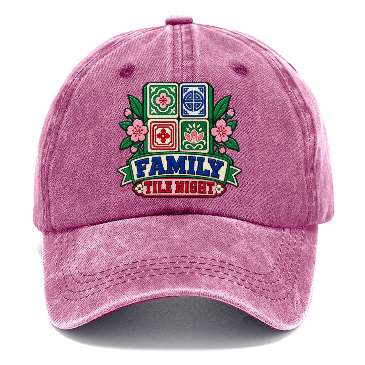 Family Tile Night Mahjong Game Night Classic Cap – Dusty Rose