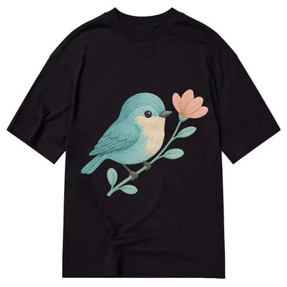 Aqua Chickadee Perched On Mint Eucalyptus Turquoise Cap Swee Classic T-shirt – Black