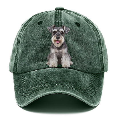 Miniature Schnauzer Sitting Top Breeds Classic Cap – Forest Mist