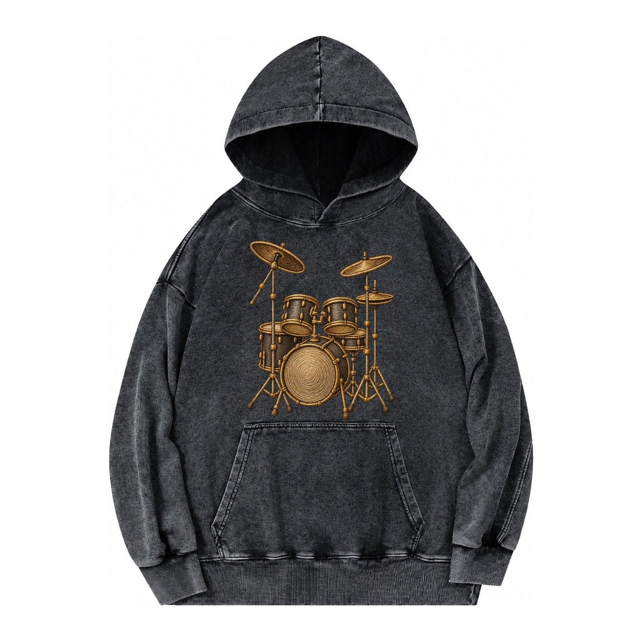 Drum Kit Vintage Washed Hoodie – Black