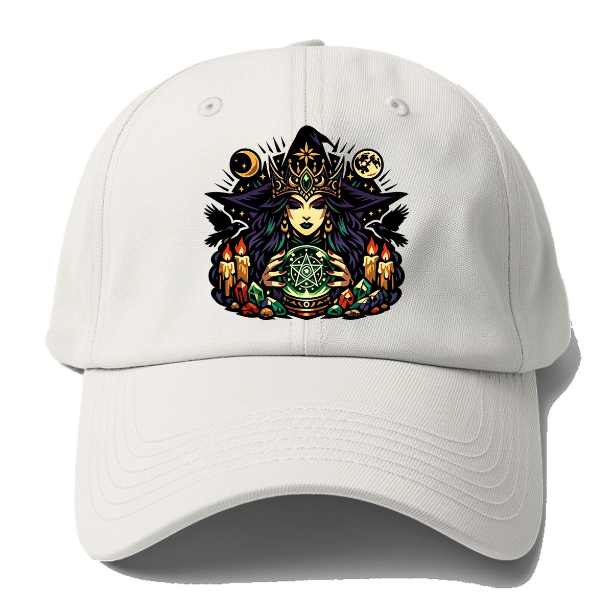 Mystic Witch Priestess Crystal Baseball Cap – Off White