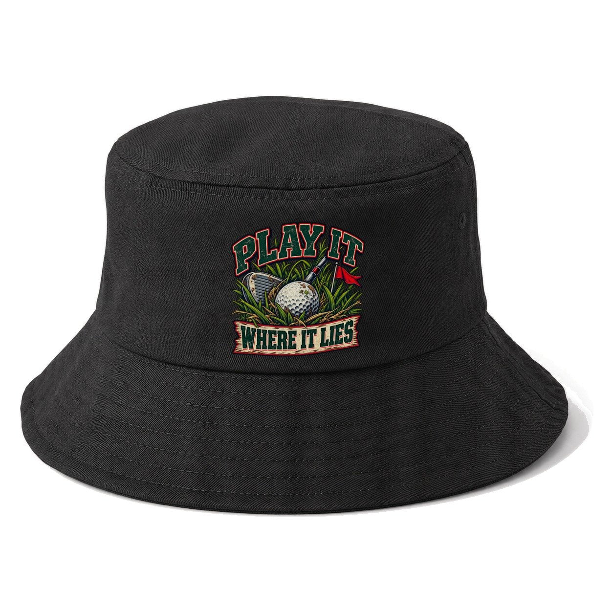 Play It Where It Lies Golf Life Bucket Hat – Black