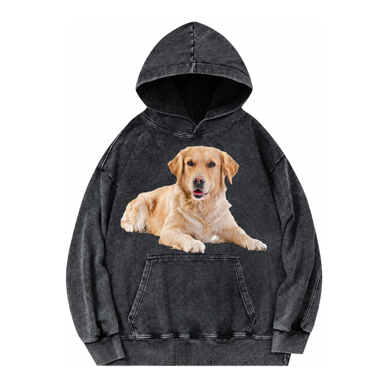 Golden Retriever Laying Dow Vintage Washed Hoodie – Black