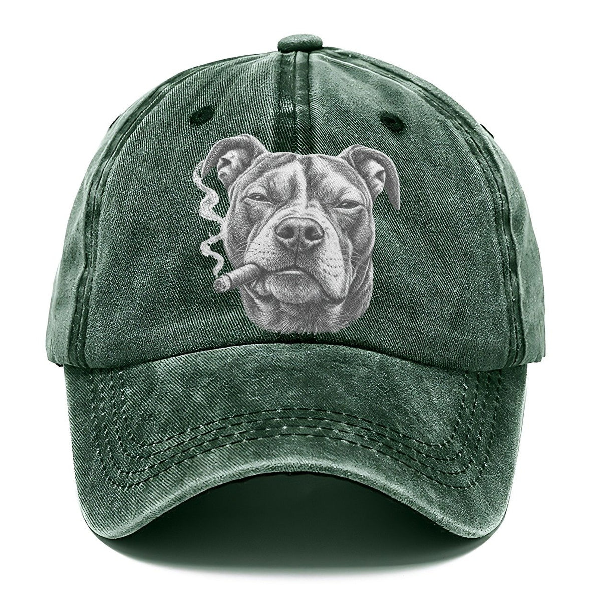 Pit Bull Terrier A Lit Cigar Smoking Dogs Smoking Dogs Portraits Classic Cap – Forest Mist