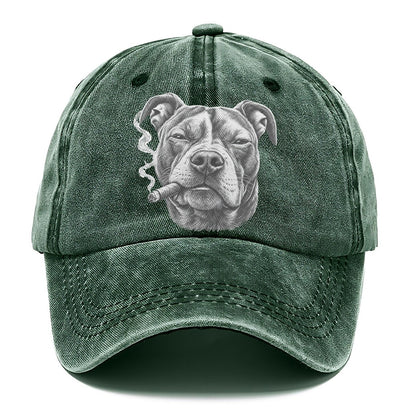 Pit Bull Terrier A Lit Cigar Smoking Dogs Smoking Dogs Portraits Classic Cap – Forest Mist