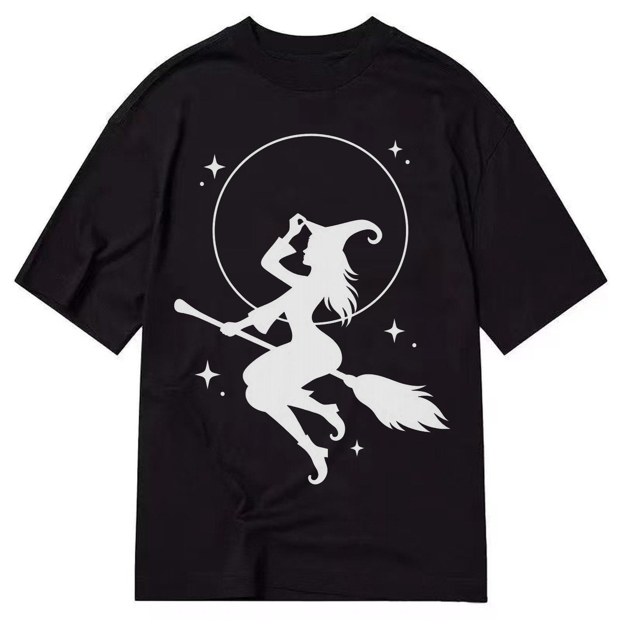 Witch On Broom Classic T-shirt – Black