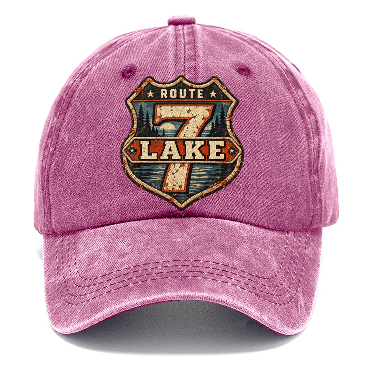 Lake Route Seven Shield Fishing Club Classic Cap – Dusty Rose