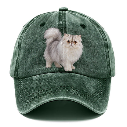 Persian Standing Three Quarter Realistic Cat Portrait Classic Cap – Forest Mist