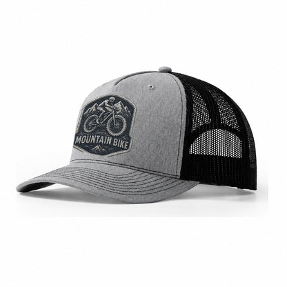 Mountain Bike With Rugged Tires Cyclist Badge Trucker Hat – Sport Grey-Black