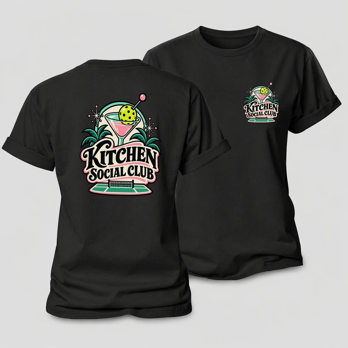 Kitchen Social Club Pickleball Life Women's Cotton T-Shirt – Black