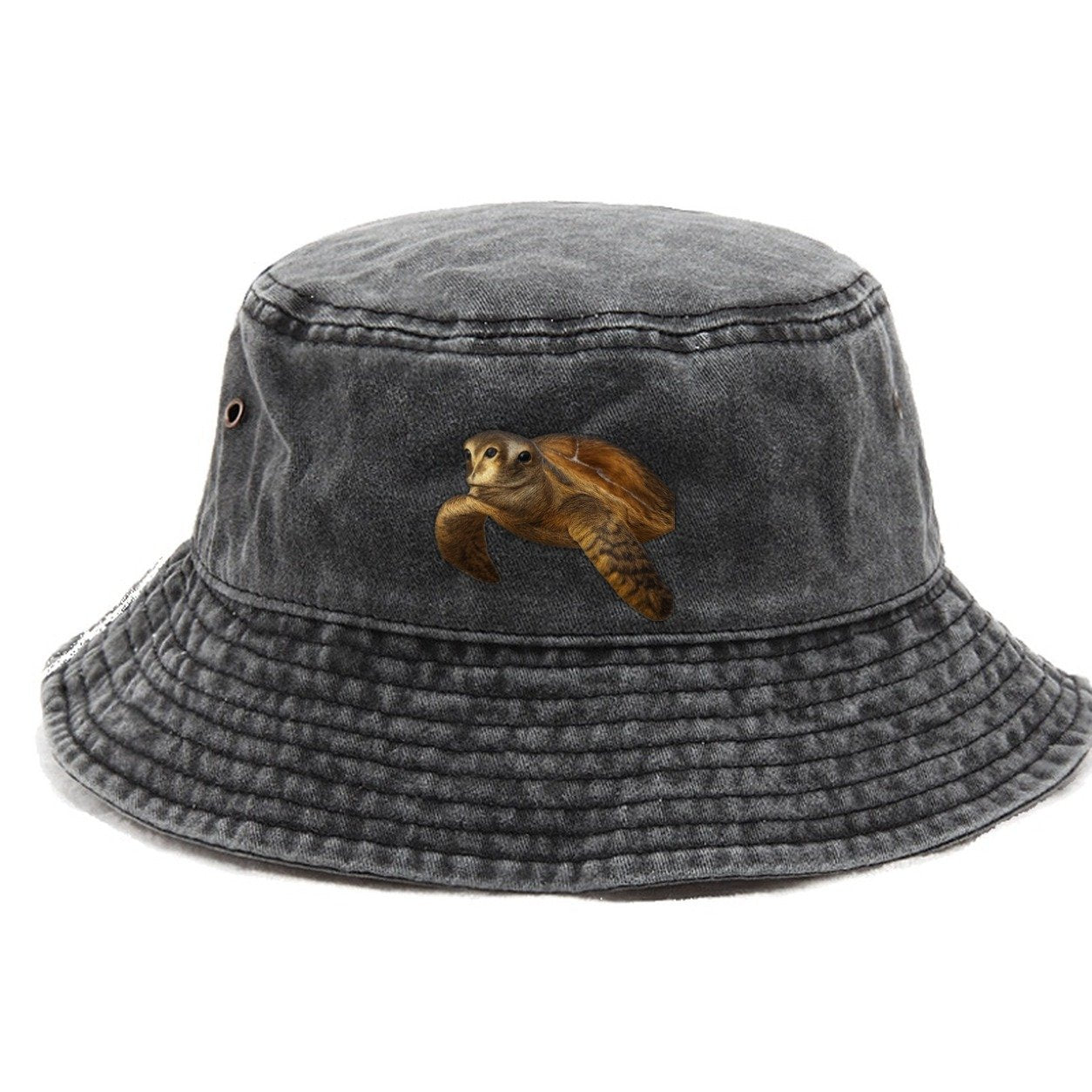 Sea Turtle Portrait Design Vintage Bucket Hat – Graphite