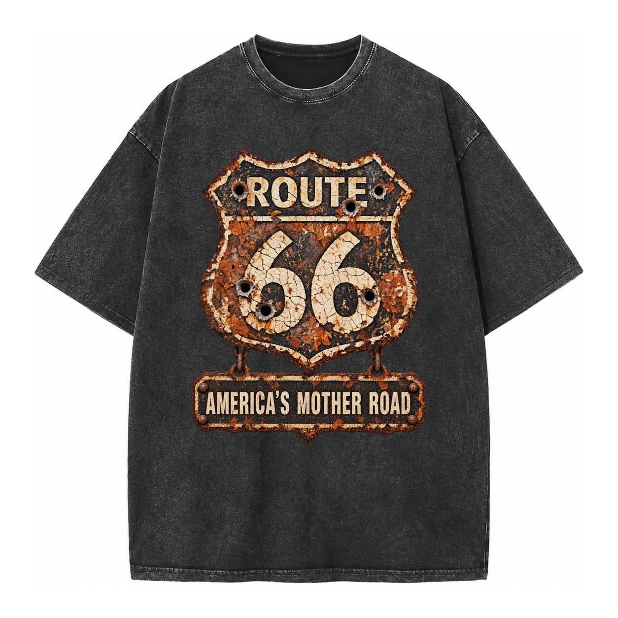 Route 66 Weathered Vintage T-shirt – Black