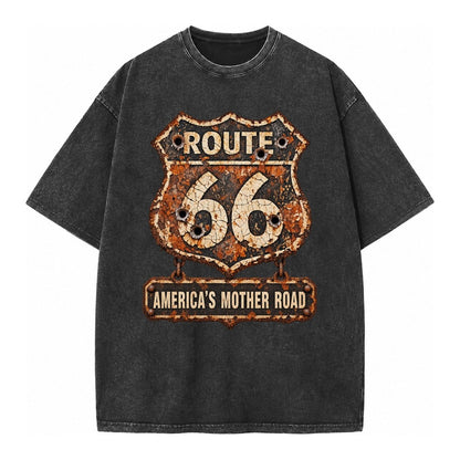 Route 66 Weathered Vintage T-shirt – Black