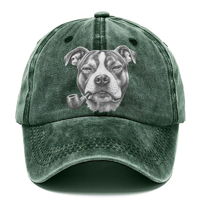 American Staffordshire Terrier A Classic Tobacco Pipe Smoking Dogs Smoking Dogs Portraits Classic Cap – Forest Mist