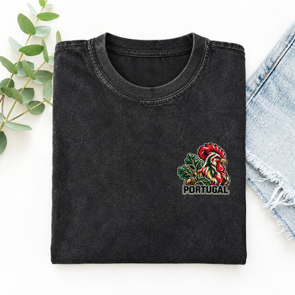 Portugal Country Pride Left Chest Vintage T-shirt – Black