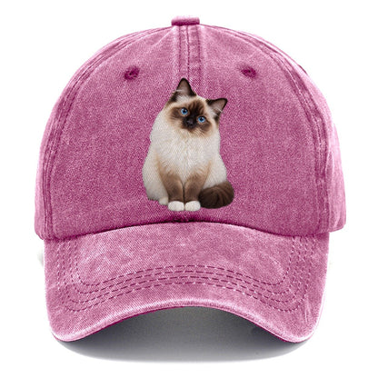 Birman Seated Portrait Realistic Cat Portrait Classic Cap – Dusty Rose