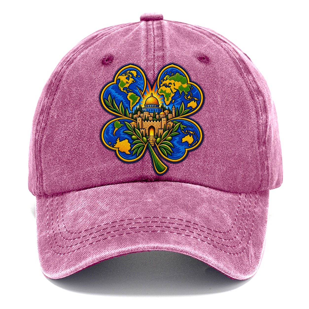 Clover Leaf World Map Jerusalem Classic Cap – Dusty Rose
