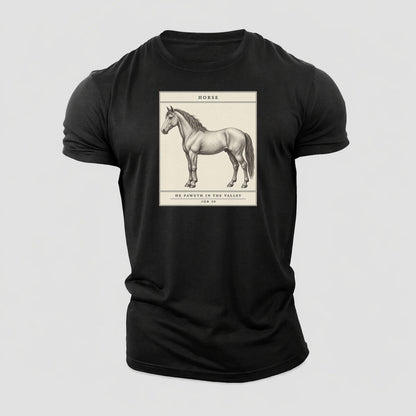 Horse Specimen Plate Creature Canticle Cotton T-Shirt – Black