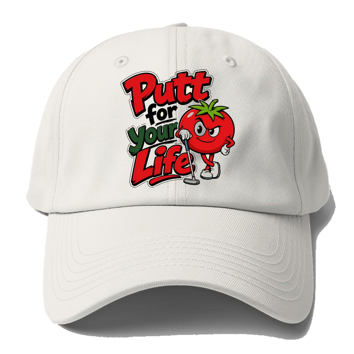 Putt For Your Life Golf Baseball Cap – Off White