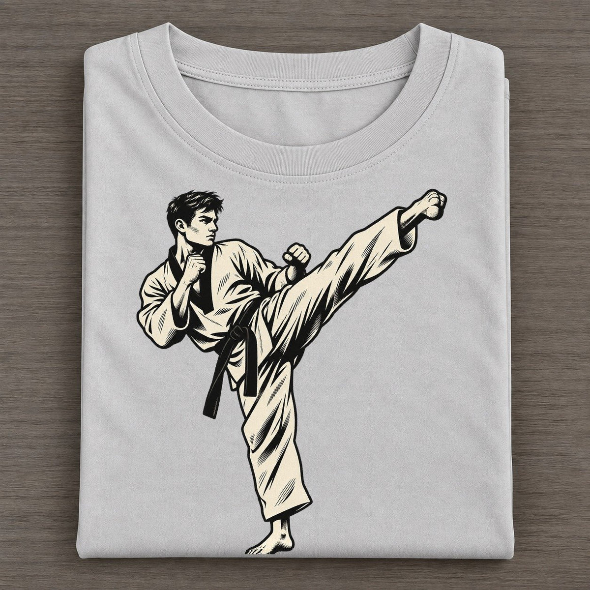 Taekwondo Roundhouse Kick Global Sports Ink Figures Classic T-shirt – Grey