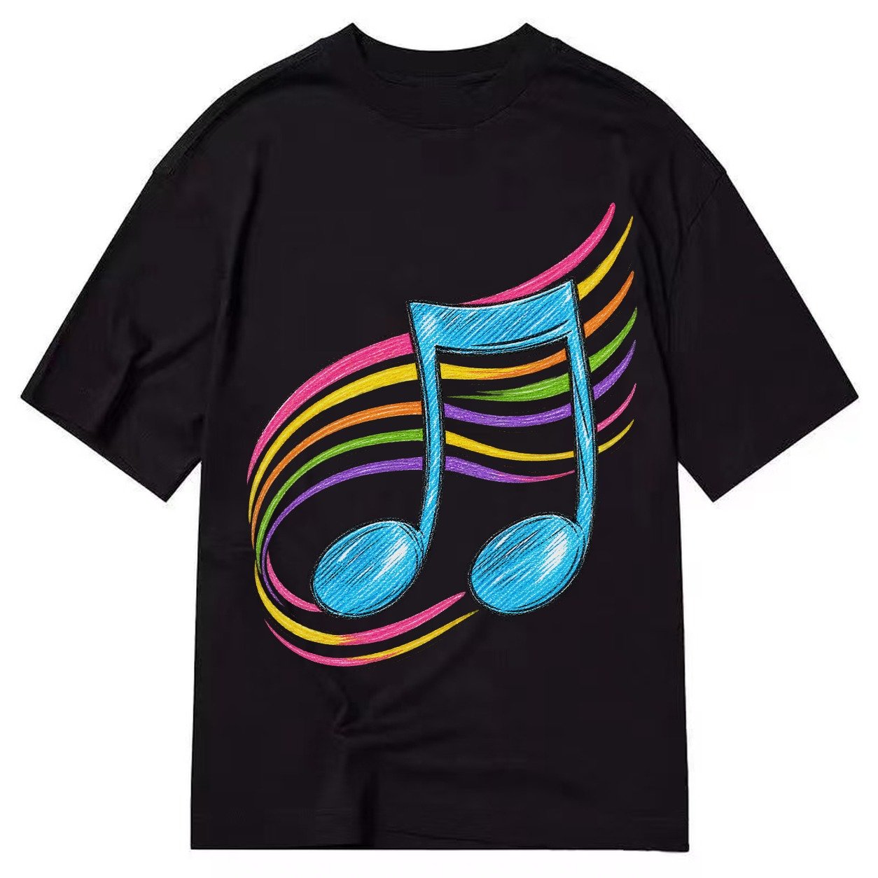 Musical Notes Headwear Classic T-shirt – Black
