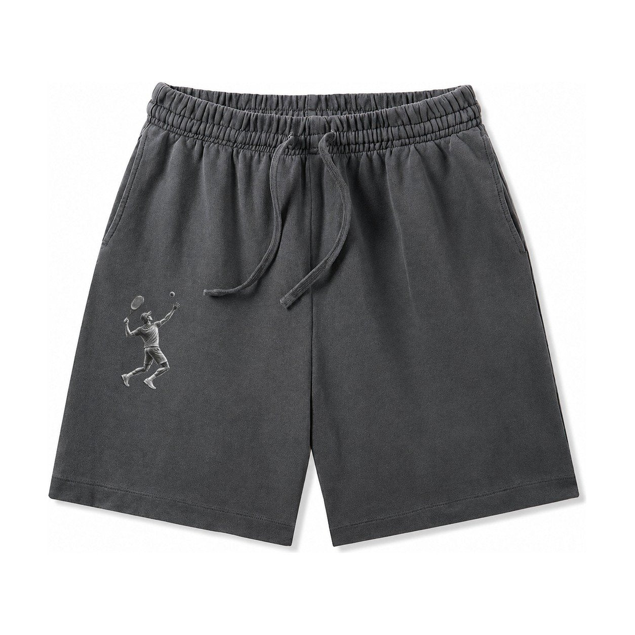 Tennis Player Serving Powerful Shot Washed Shorts – Dark Gray