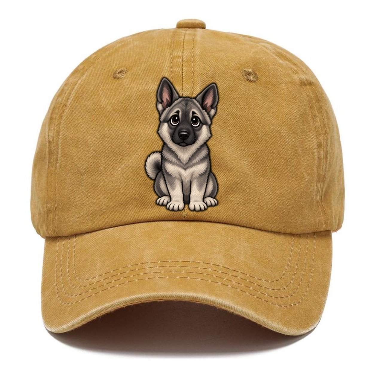Norwegian Elkhound Sitting Sweetheart Classic Cap – Golden Harvest
