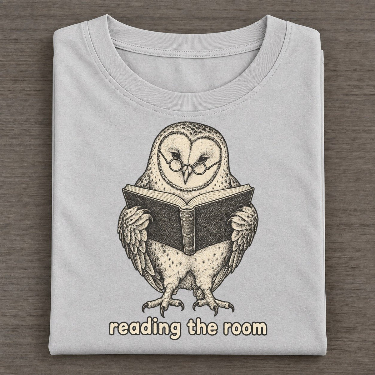 Owl Reading The Room Unbothered Creatures Classic T-shirt – Grey