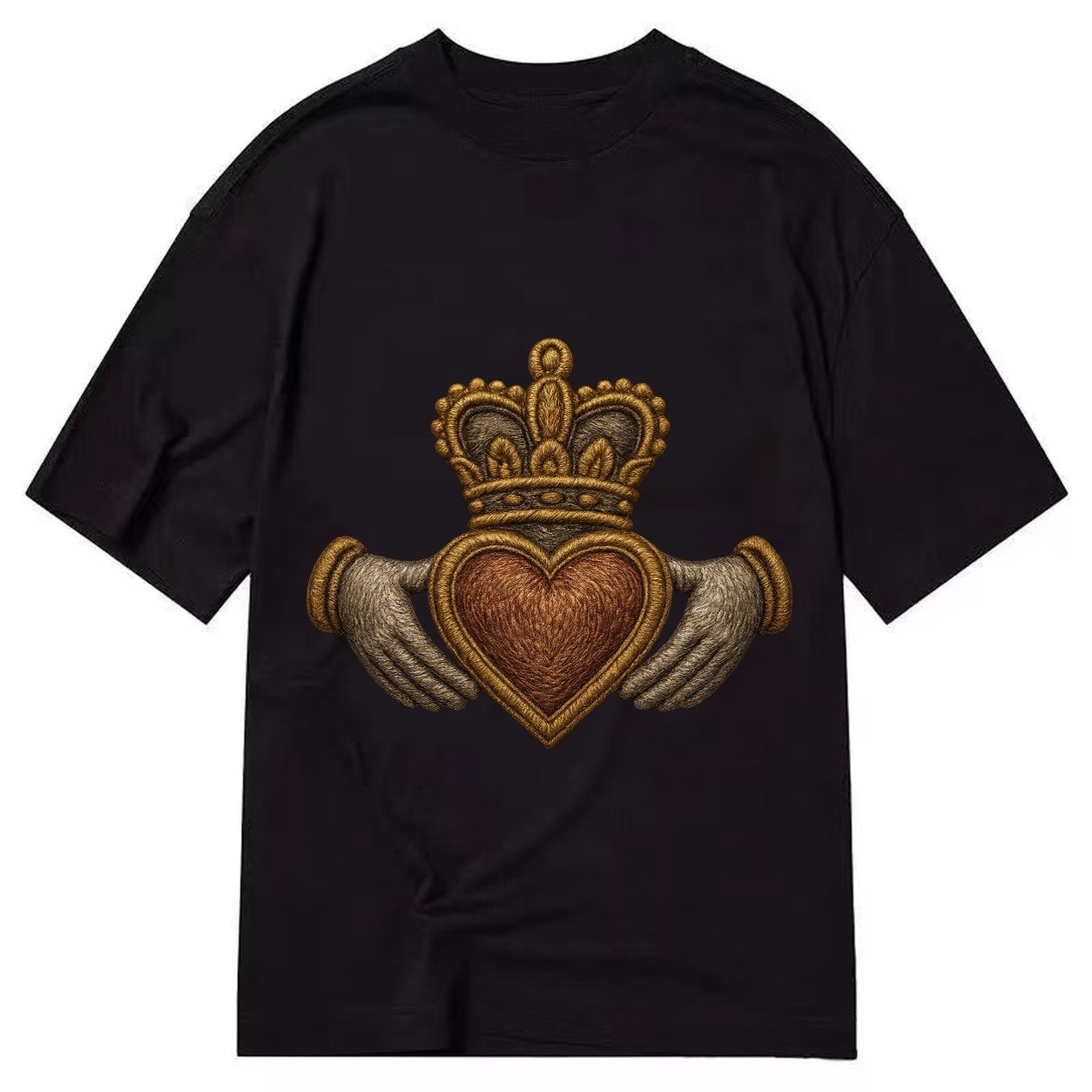 Claddagh Heart Crown Embroidered 0912b9 Classic T-shirt – Black