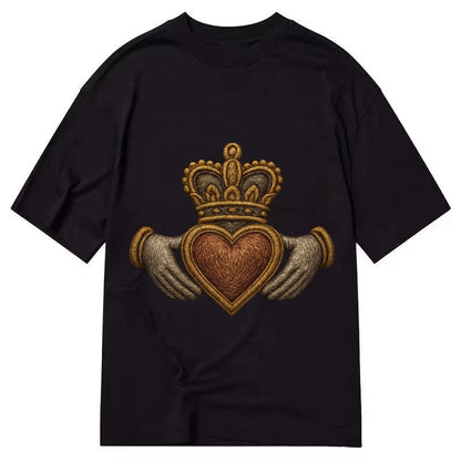 Claddagh Heart Crown Embroidered 0912b9 Classic T-shirt – Black
