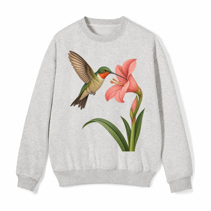 Hummingbird Haven Fleece Sweatshirt – Light Gray