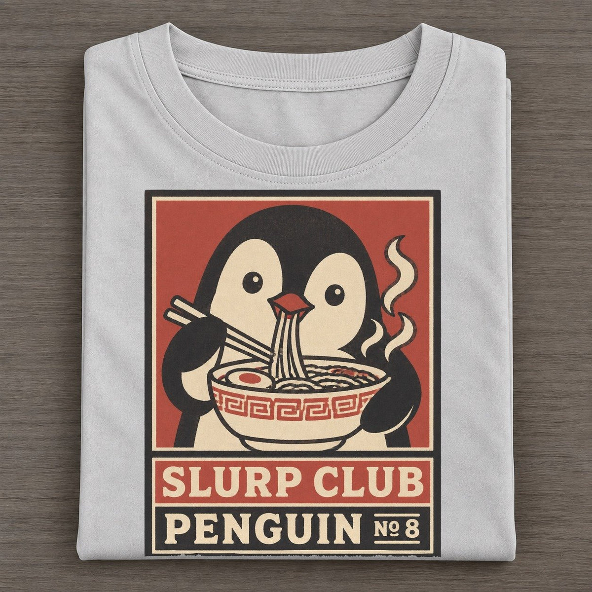 Penguin Ramen Slurp Club Classic T-shirt – Grey