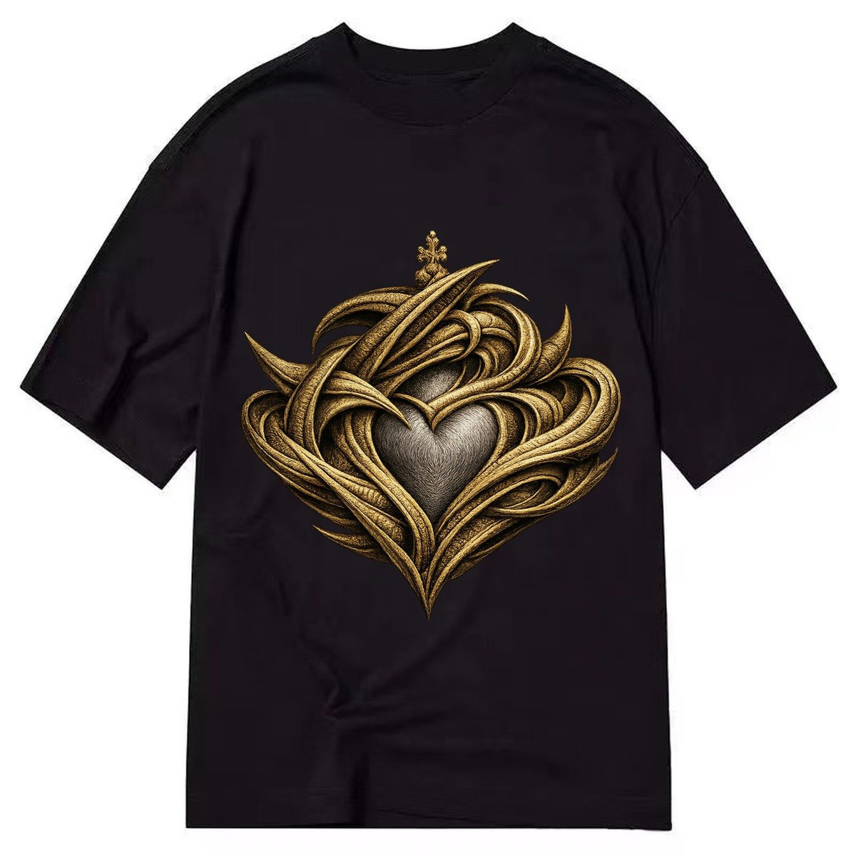 Abstract Claddagh Symbol Washed Classic T-shirt – Black