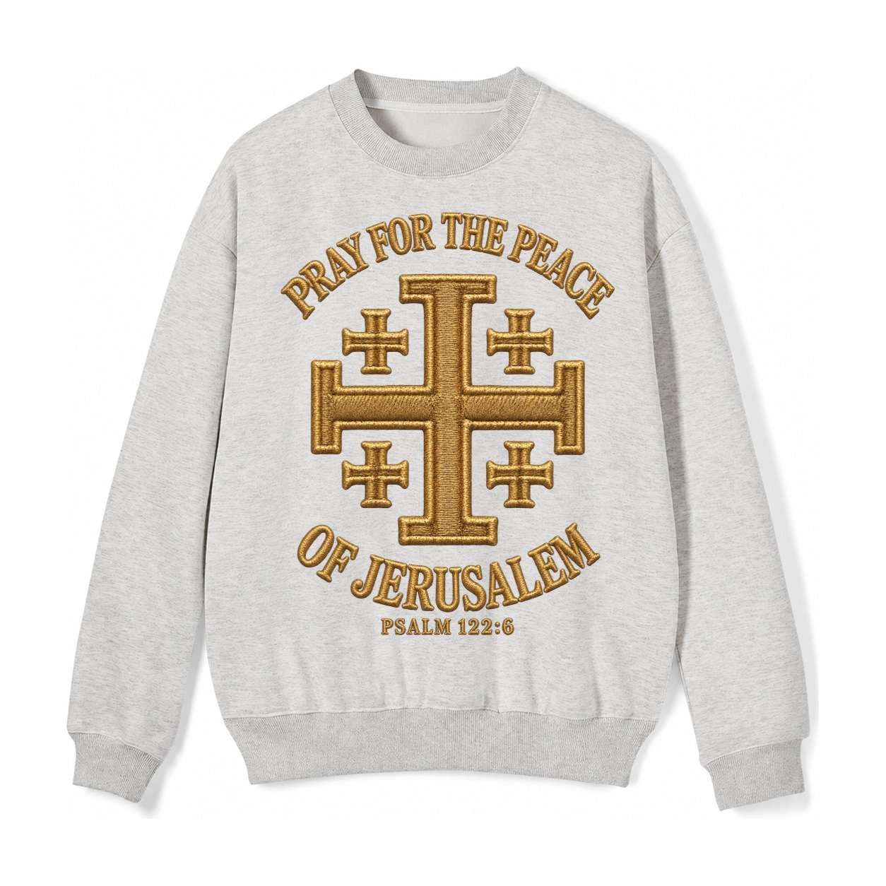 Jerusalem Cross Fleece Sweatshirt – Light Gray