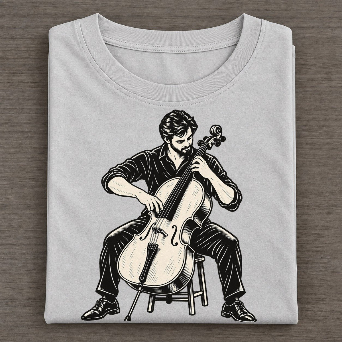 Cellist Pizzicato Phrase Global Music Ink Figures Classic T-shirt – Grey