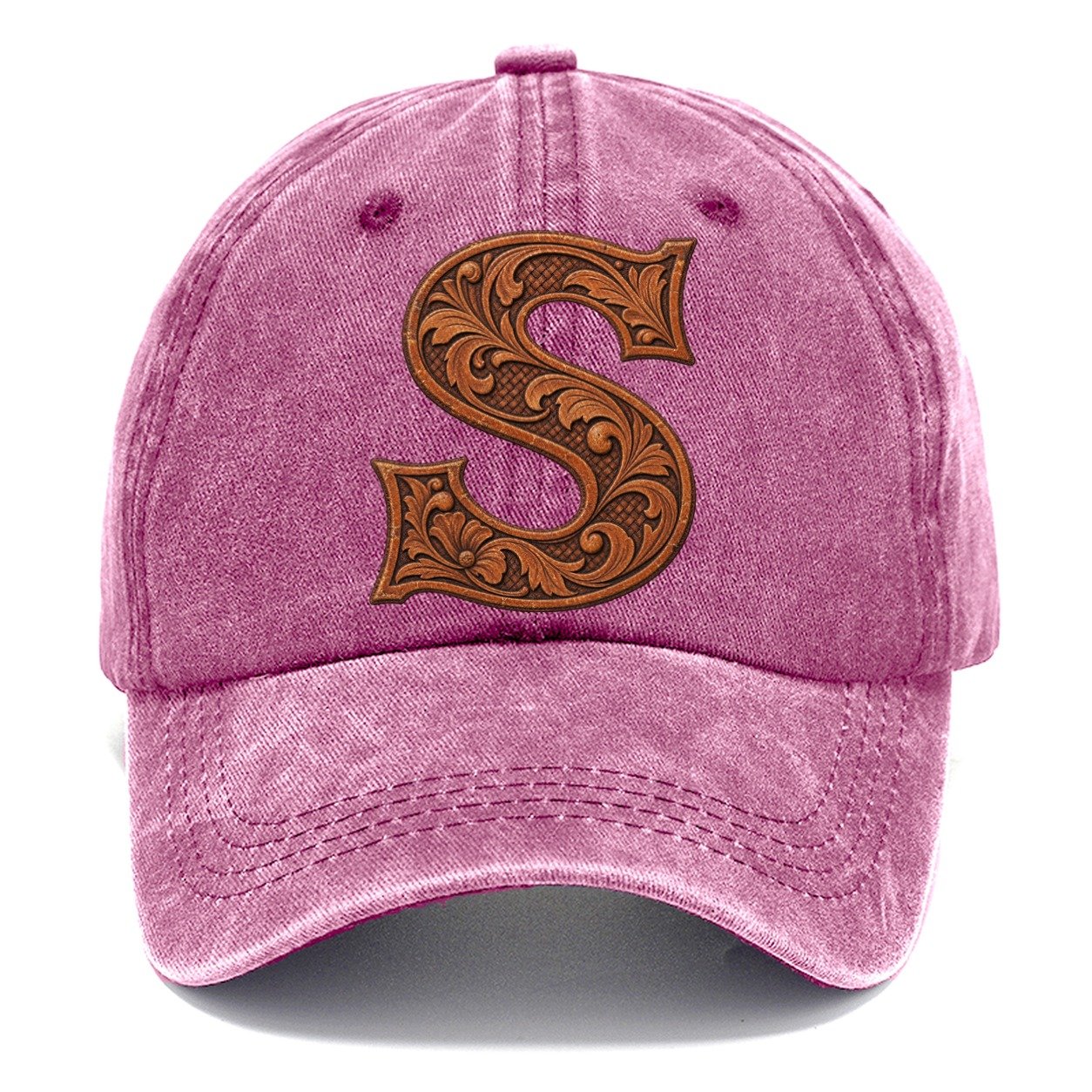 Tooled Leather S Monogram Classic Cap – Dusty Rose