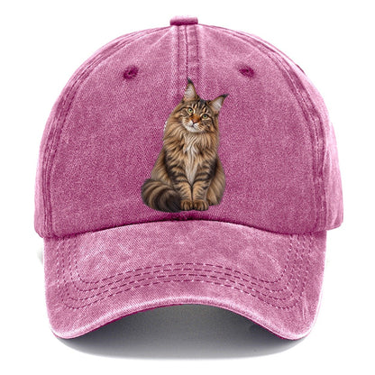 Maine Coon Seated Portrait Realistic Cat Portrait Classic Cap – Dusty Rose