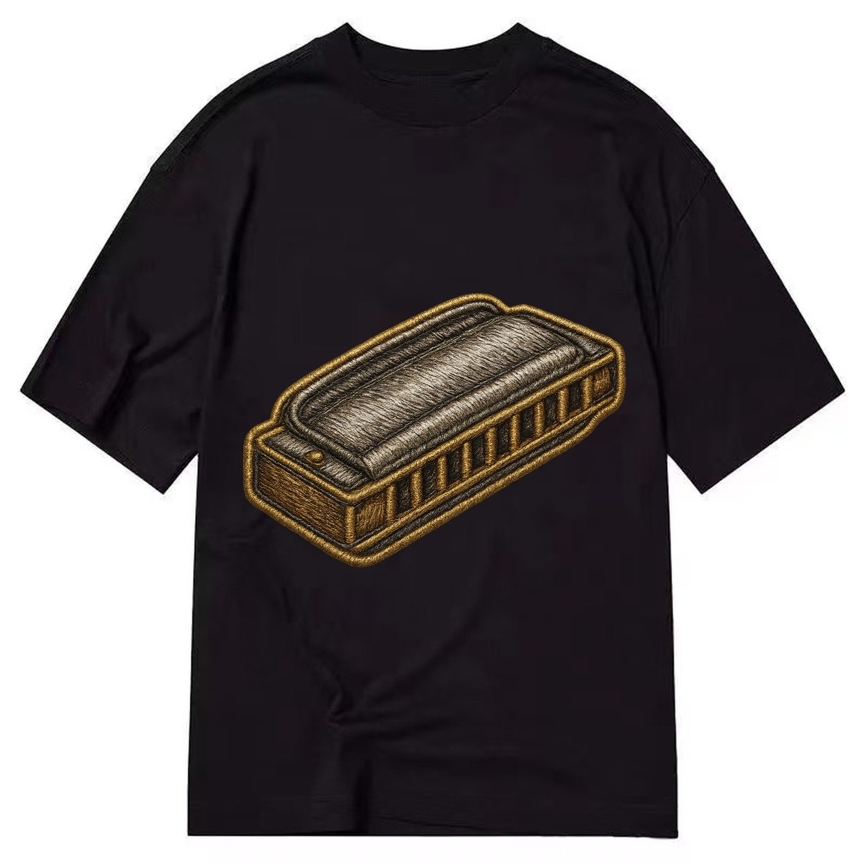 Harmonica Blues Harp With Chrome Covers Classic T-shirt – Black