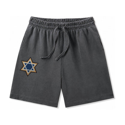 Star Of David Washed Shorts – Dark Gray