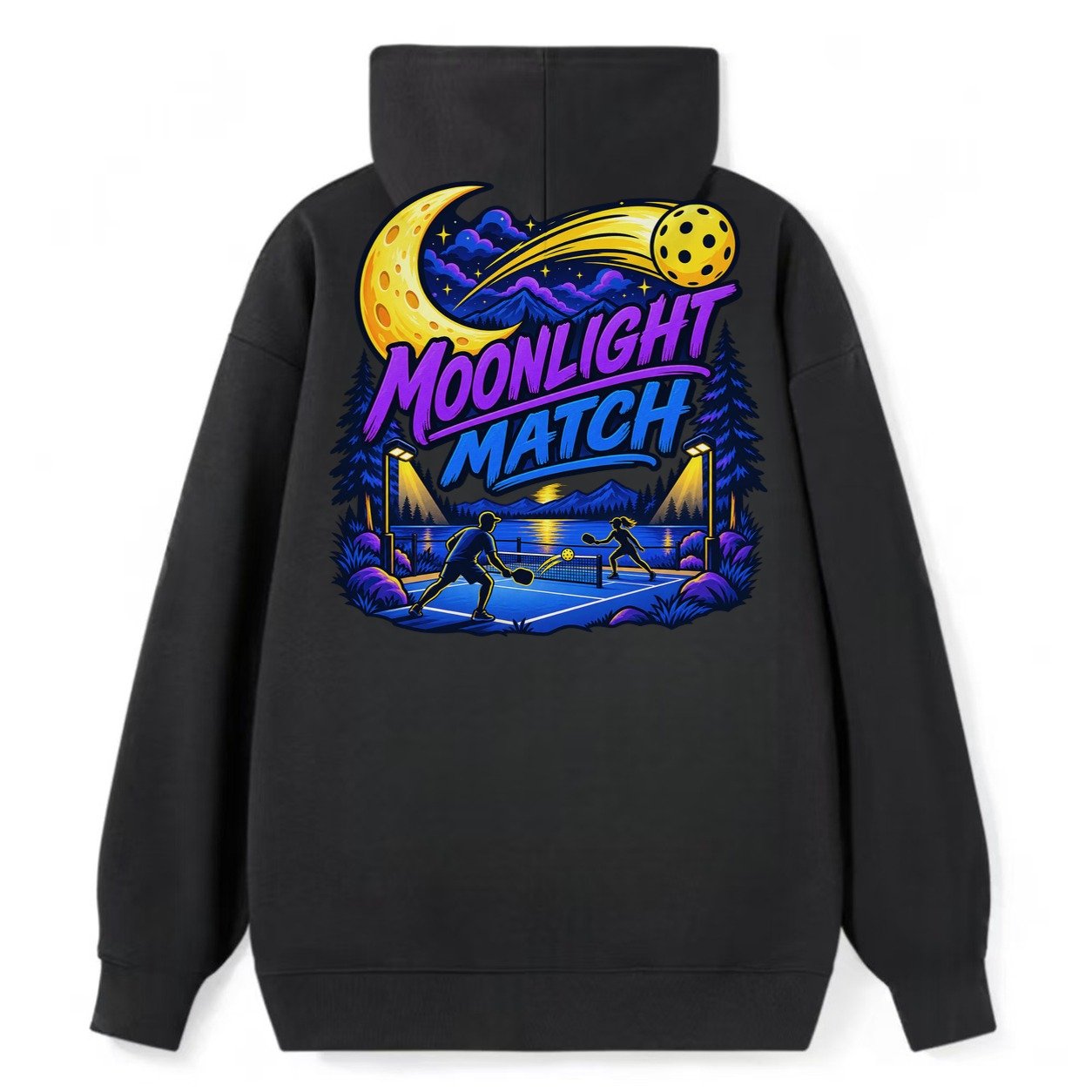 Moonlight Match Pickleball Life Classic Pullover Hoodie – Black