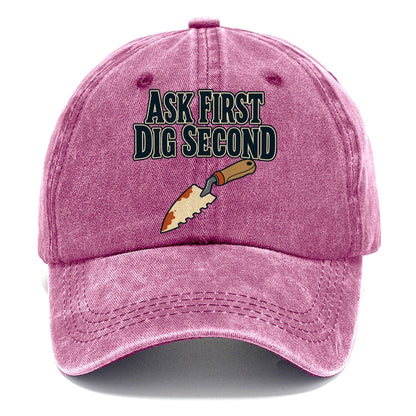 Ask First Dig Second Treasure Hunting Classic Cap – Dusty Rose