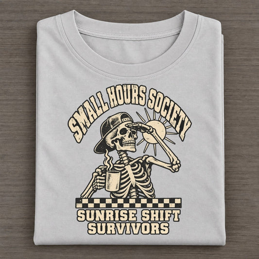 Sunrise Shift Small Hours Society Classic T-shirt – Grey