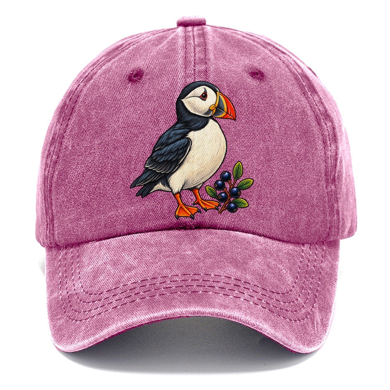 Atlantic Puffin And Crowberry Canada Cultural Icons Classic Cap – Dusty Rose