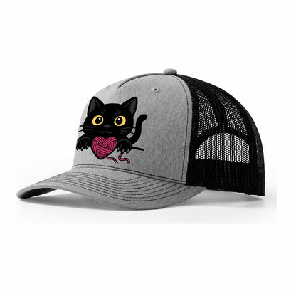 Black Cat Yarn Playful 968d17 Trucker Hat – Sport Grey-Black